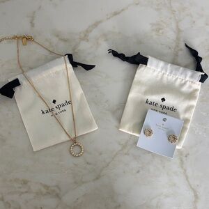 Kate Spade Gold Pendant Necklace and Earrings set